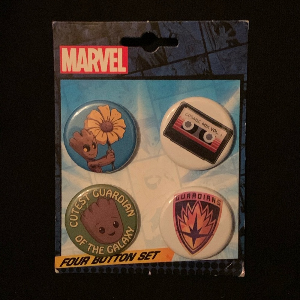 Marvel Guardians of the Galaxy Groot button set of 4 pins NWT